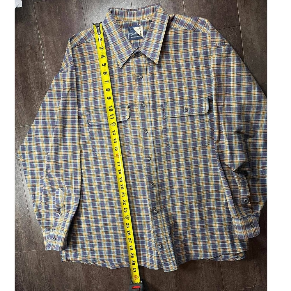 Wrangler Western Shirt Mens XL Purple Yellow Plaid Long Sleeve Button Up Flap - Picture 3 of 6